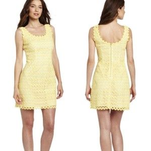 Lilly Pulitzer Lonnie Sheath Dress Cotton Starfruit Yellow Womens Size 0